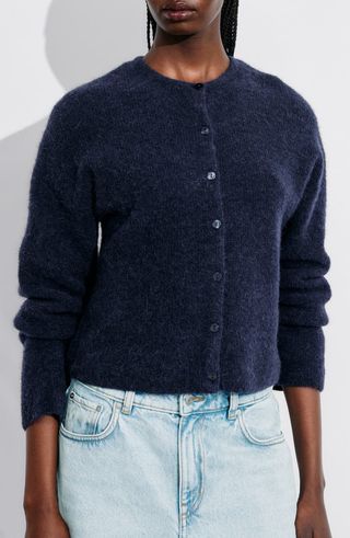 & Other Stories Navy Wool Cardigan