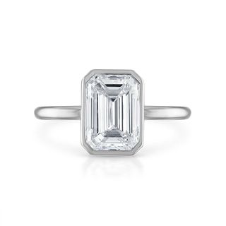 2.70ct Emerald Cut With Solitaire Bezel Setting Engagement Ring