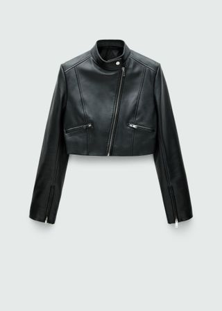 Cropped Leather Biker Jacket - Women | Mango United Kingdom