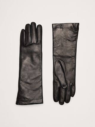 Cashmere-Lined Long Leather Gloves