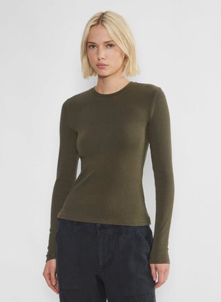 Aritzia, TNA HomeStretch Crew Longsleeve in Gd Dark Olive