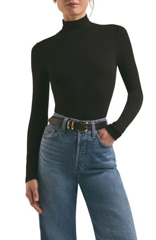 Favorite Daughter Long Sleeve Mock Neck Rib Top