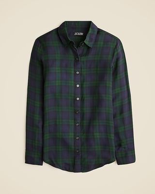 Drapey Button-Up Shirt in Black Watch Tartan