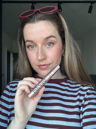 Junior beauty editor, Grace Lindsay, wearing one of the best mascaras for sensitive eyes