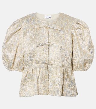 Puff-Sleeve Brocade Top