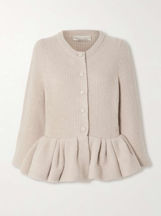 Ruffled Cashmere Peplum Cardigan