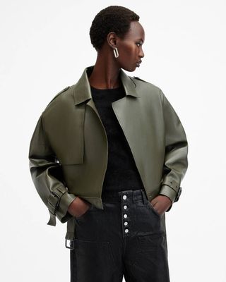 Ophelia Cropped Bonded Leather Jacket