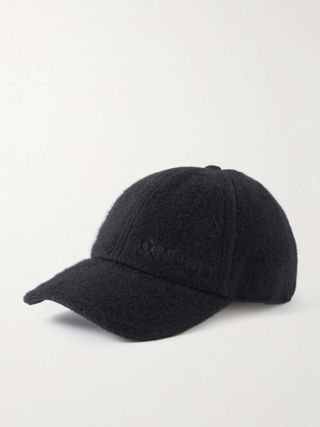 Embroidered Brushed-Cashmere Baseball Cap