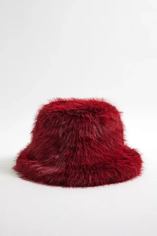 Uo Fluffy Faux Fur Bucket Hat