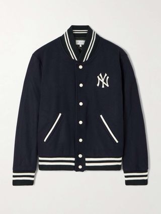 + '47 & the New York Yankees Embroidered Striped Wool-Blend Varsity Jacket