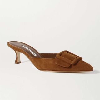 Maysale 50 Buckled Suede Mules