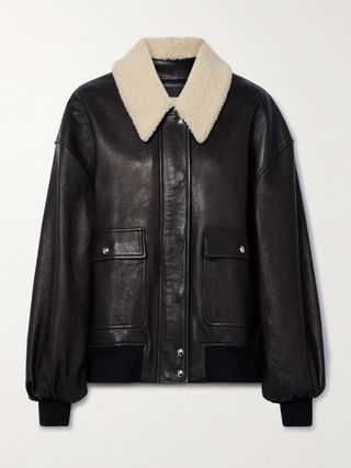 Shellar Shearling-Trimmed Leather Jacket