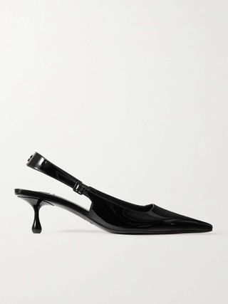 Amel 50 Logo-Embellished Patent-Leather Slingback Pumps