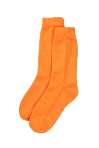 Glen Isla Womens Cashmere Bed Sock Orange - Made in Scotland