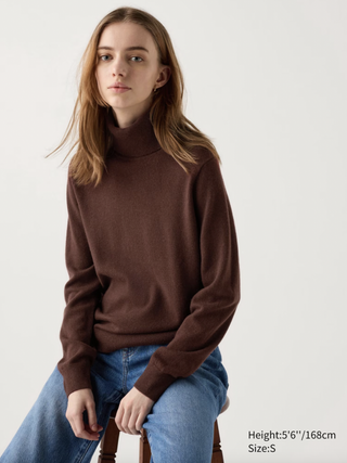 Cashmere Turtleneck Jumper in Brown