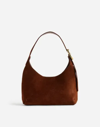 Madewell, The Sculptural-Buckle Shoulder Bag in Suede