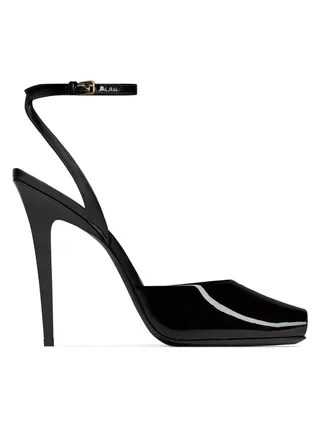 Saint Laurent, La Scandale Sandals in Patent Leather