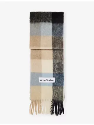 Check Brand-Appliqué Wool-Blend Scarf