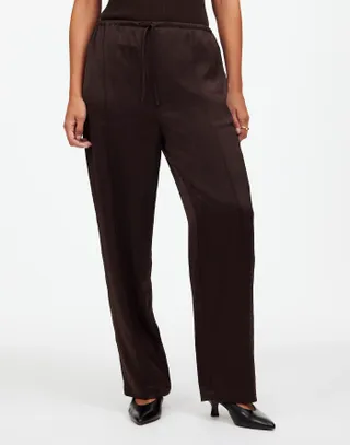 Madewell, Pintucked Slim Pull-On Pants in Satin