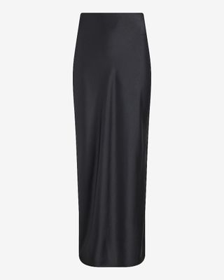 Express, High Waisted Satin Side Slit Maxi Skirt