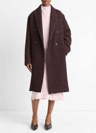 Textured Wool-Blend Double-Breasted Coat