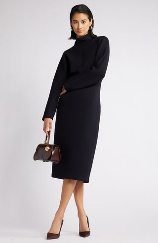 Mock Neck Midi Dress