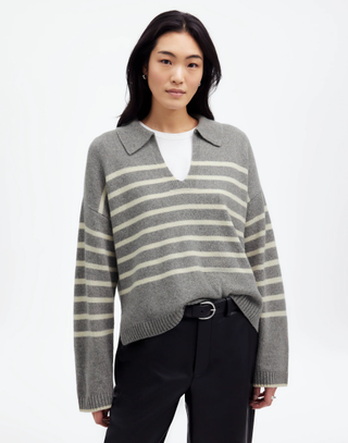 Madewell Cashmere-Wool Blend Polo Sweater