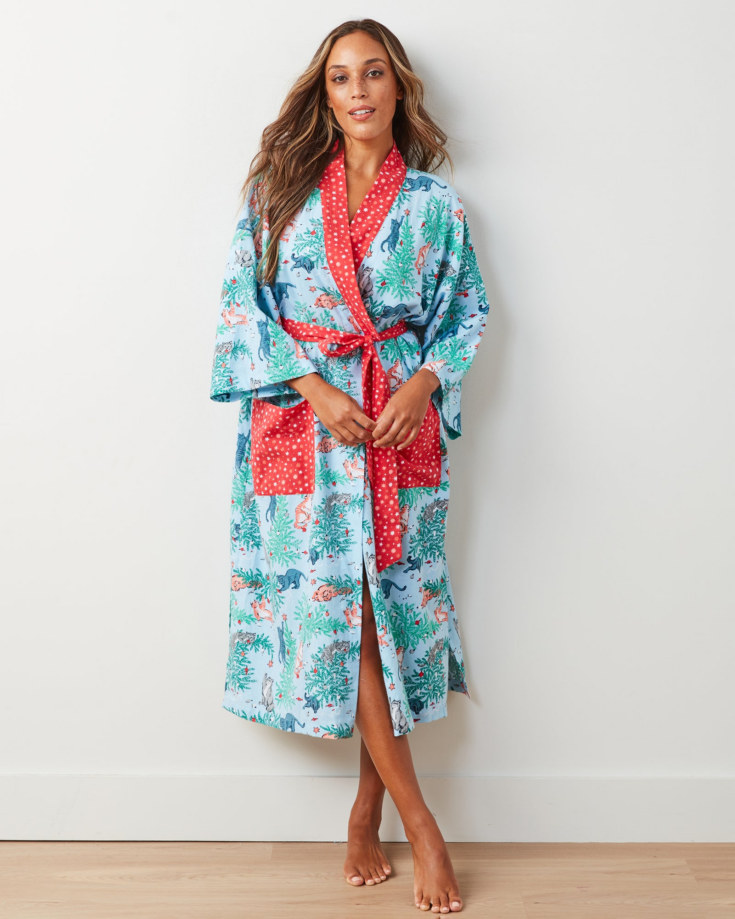 Lightweight Flannel Robe in Frisky Firs