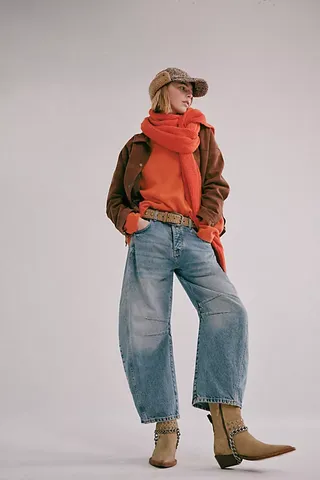 We the Free Good Luck Mid-Rise Barrel Jeans