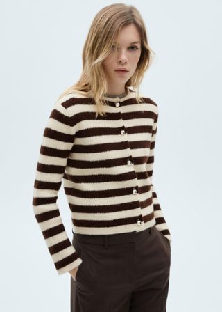 Striped Cardigan With Buttons - Women | Mango United Kingdom