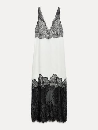 ZARA, Lace Satin Effect Dress Zw Collection