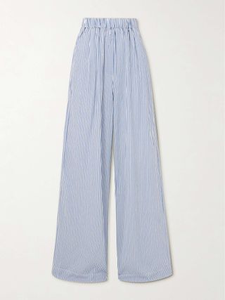 Mirca Striped Twill Wide-Leg Pants