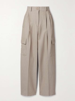 Maesa Pleated Woven Wide-Leg Cargo Pants