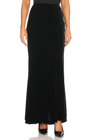 L'AGENCE Zeta Long Velvet Skirt