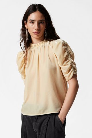 Puff Sleeve Velvet Top