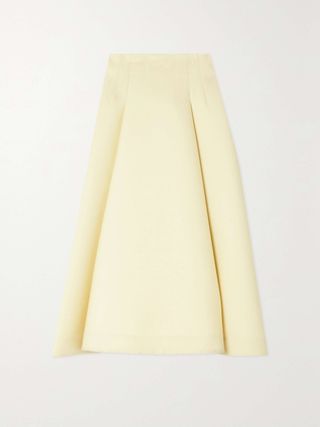 Pleated Wool Midi Skirt