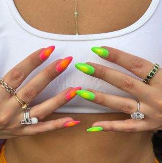 Neon green nail design