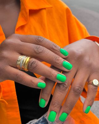 Neon green nail design