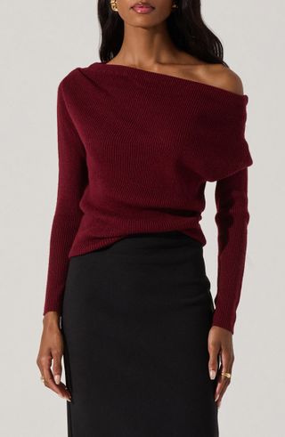 ASTR the Label, One-Shoulder Rib Sweater