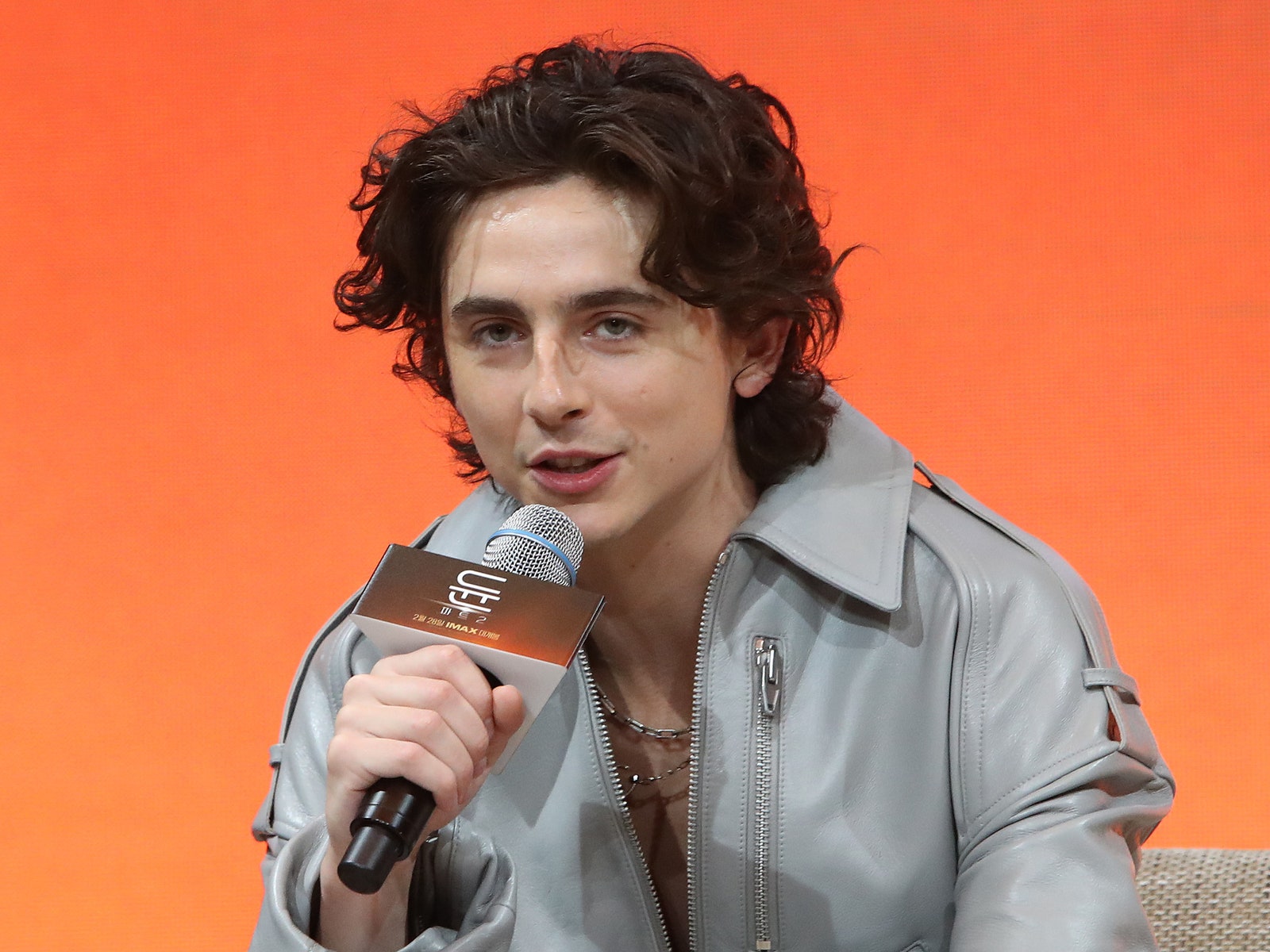 Image may contain Timothe Chalamet Electrical Device Microphone Adult Person Crowd Performer and Solo Performance