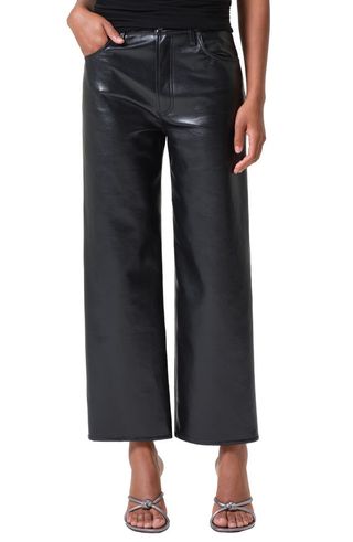 Ren High Waist Ankle Wide Leg Leather Blend Pants