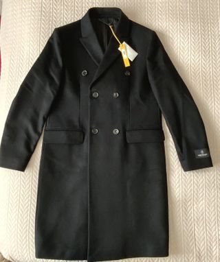 New With Tags Jaeger Men’s Double Breasted Cashmere/wool Black Coat Size M