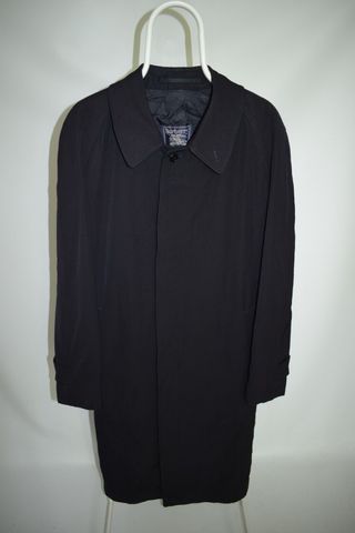 Men's Vintage 90s Burberry Burberrys Burella Coat Navy 100% Wool Size 52 Long