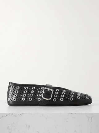 Vienne Perforated Eyelet-Embellished Leather Ballet Flats