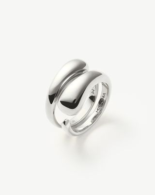 Molten Double Stacking Ring Set | Silver Plated