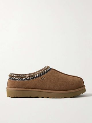 Tasman Embroidered Shearling Slippers