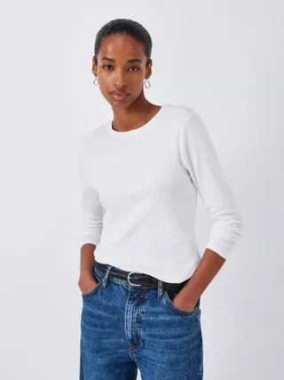 John Lewis Organic Cotton Long Sleeve Crew Neck T-Shirt