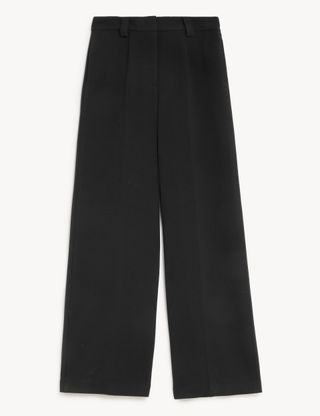 Crepe Tab Detail Wide Leg Trousers