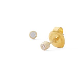 Banter by Piercing Pagoda, 3mm Cubic Zirconia Solitaire Stud Piercing Earrings in 14k Solid Gold - Short Post