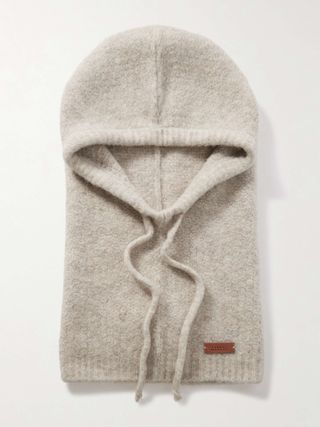 Belkym Leather-Trimmed Brushed-Knit Hood